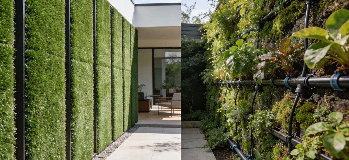Césped Artificial Vertical vs Jardín Vertical Natural - Comparativa Completa 2026