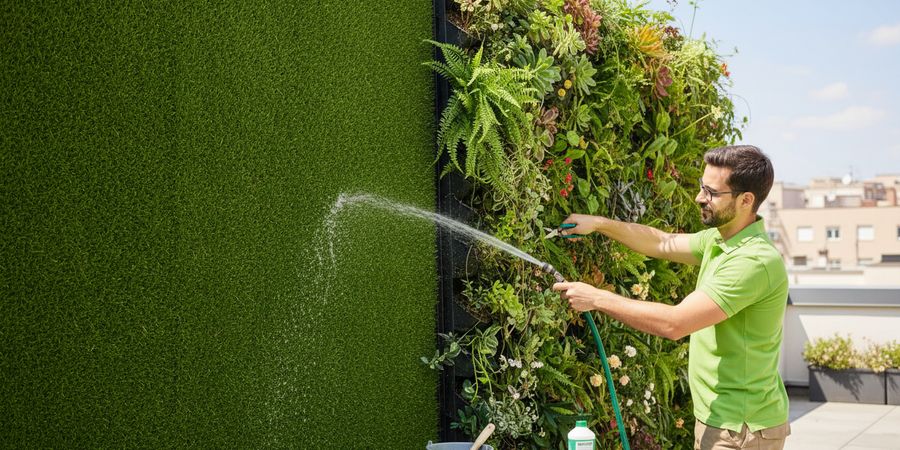 Comparación del tiempo y esfuerzo de mantenimiento entre césped artificial y jardín natural vertical