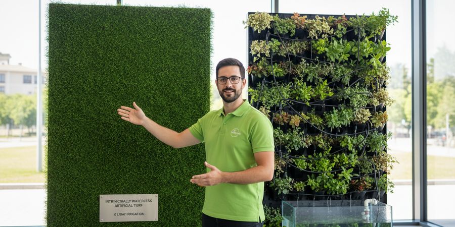 Comparación de sistemas de riego y consumo de agua entre césped artificial y jardín natural