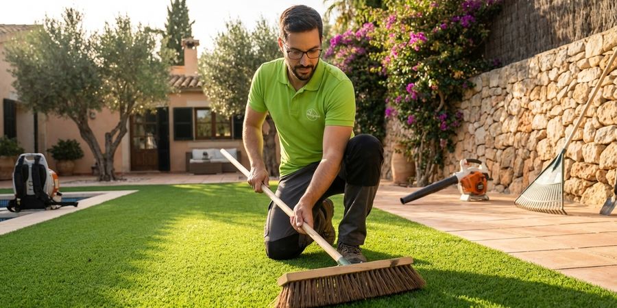 Cepillado profesional del cesped artificial