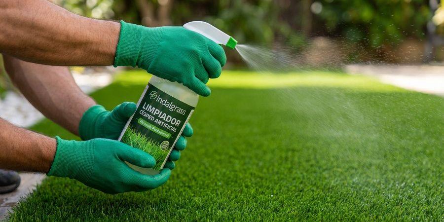 Productos especializados para limpieza de césped artificial en jardín doméstico