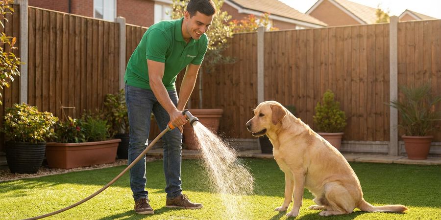 Césped artificial para mascotas con desinfección regular para eliminar bacterias y olores